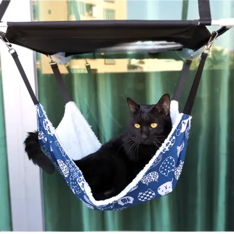 조정 가능한 스트랩이있는 고양이 교수형 해먹 양면 애완 동물 케이지 해먹 교수형 침대 작은 동물 애완 동물을위한 잠자는 패드 휴식