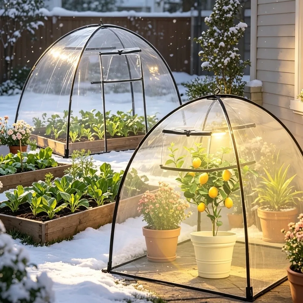 Heavy‑Duty PVC Freeze Protection Plant Cover 56x56x56cm, Breathable Frost‑Shield Garden Plant Shelter With Fastening Ground