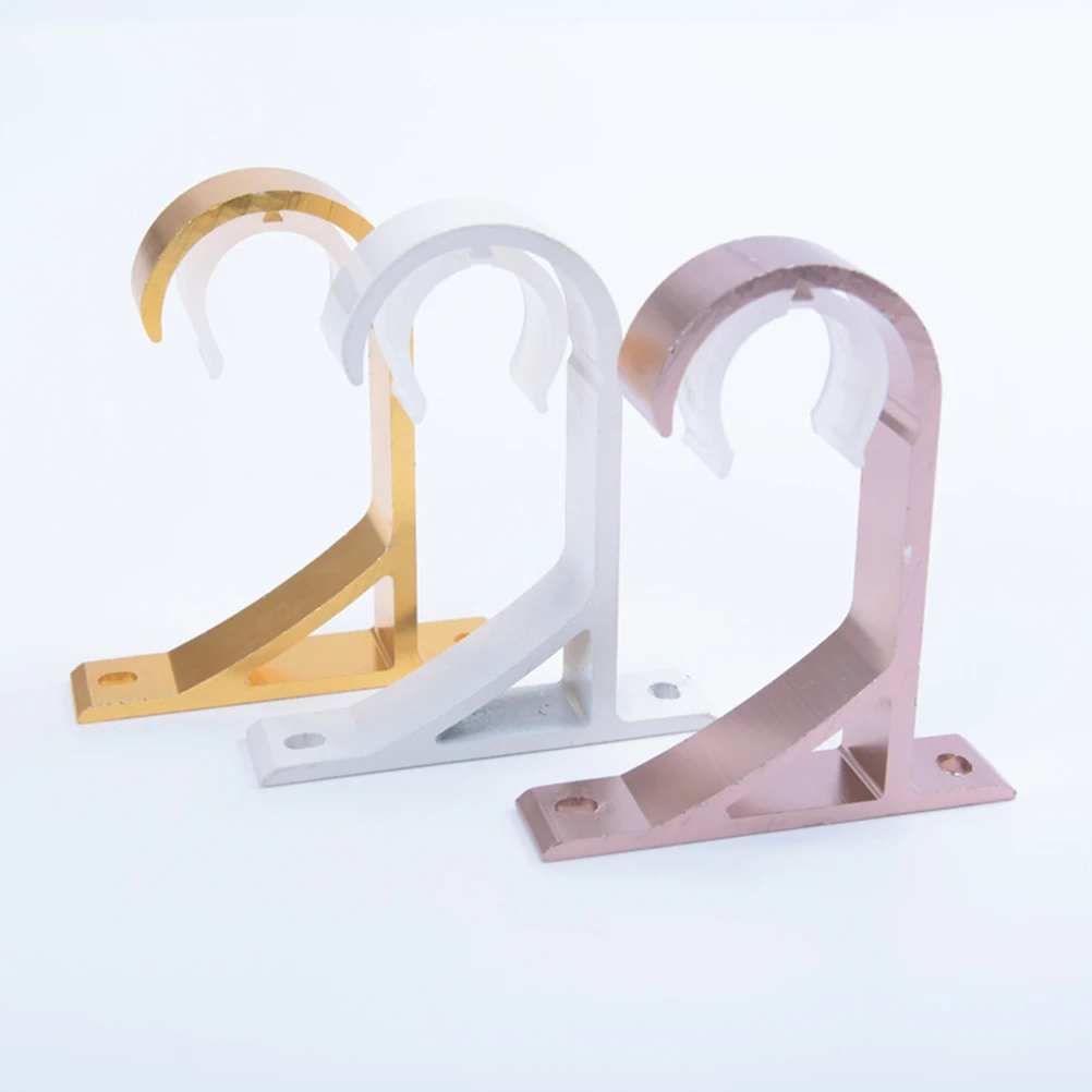 

2Pcs Curtain Rods Aluminium Alloy Bracket Bases Mounting Accessories Golden Style Easy Install Heavy Duty