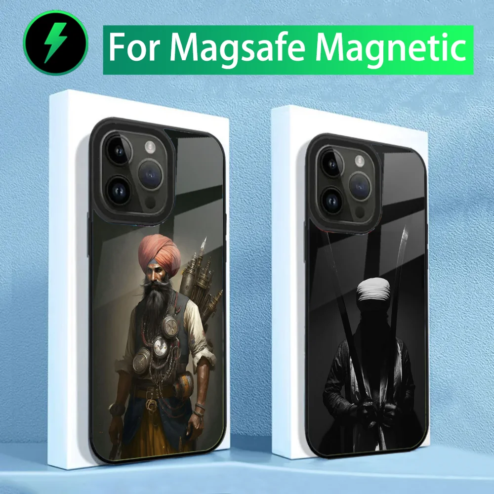 Nihang Singh Sikh Warrior Phone Case For iPhone 15,14,13,12,11,Plus,Pro,Max Mini Magsafe Magnetic Wireless Charging