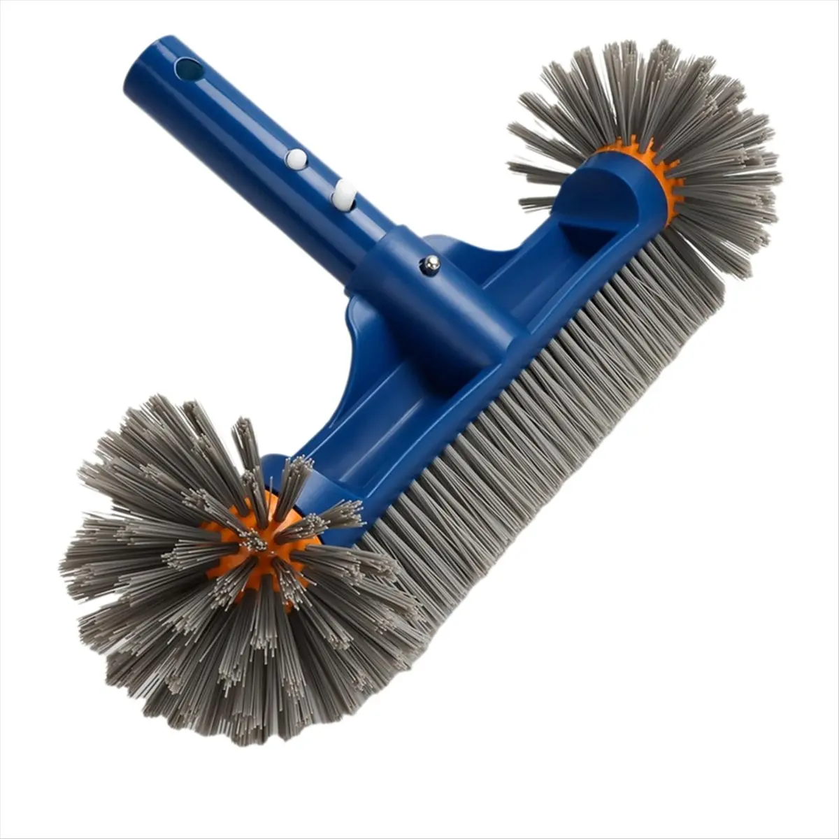 HITL Pool Brush Head with Round Ends, 13Inch Pool Brush for Cleaning Pool Walls Pool Brush with EZ Clip Blue