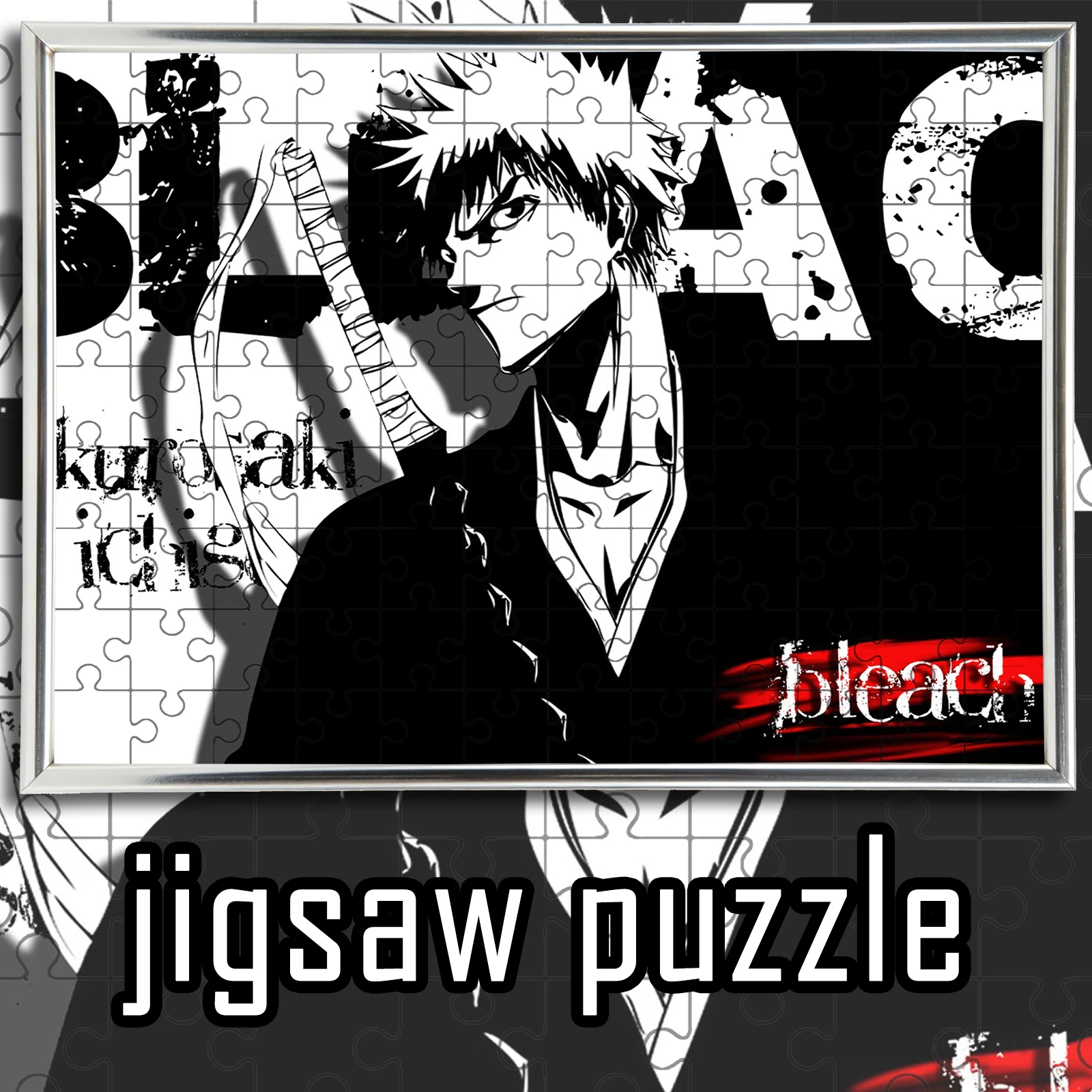 

Wooden Jigsaw Puzzle BLEACH Ichigo Kurosaki Black White Style 108/200/300/500/1000pcs Anime Peripheral Gift for Fans Home Decor