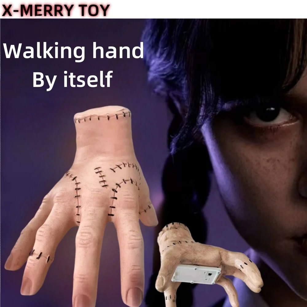 Wednesday Thing Hand From Addams Horror Cosplay Walking Crawl Ghost Hand Figurine Home Party Decor Electric Voice Control Props