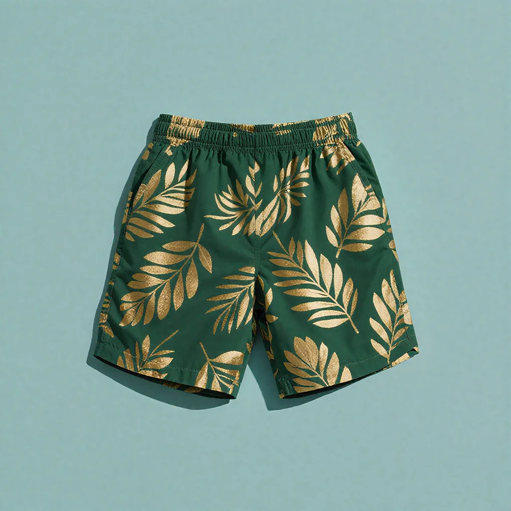 

3D Printing Men's Hawaiian Beach Shorts Leaf Pattern Palm Leaf Shorts Quick Dry Outdoor Casual Fashion Men's Shorts
