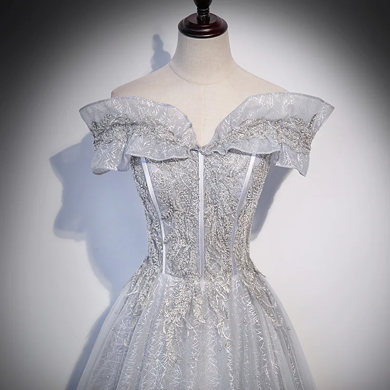 فستان سهرة أوروبي وأمريكي، مضيف أزياء جديد للولائم النسائية، منفرد صوتي جميل، امتحان فني، فستان طويل بكتف واحد #2