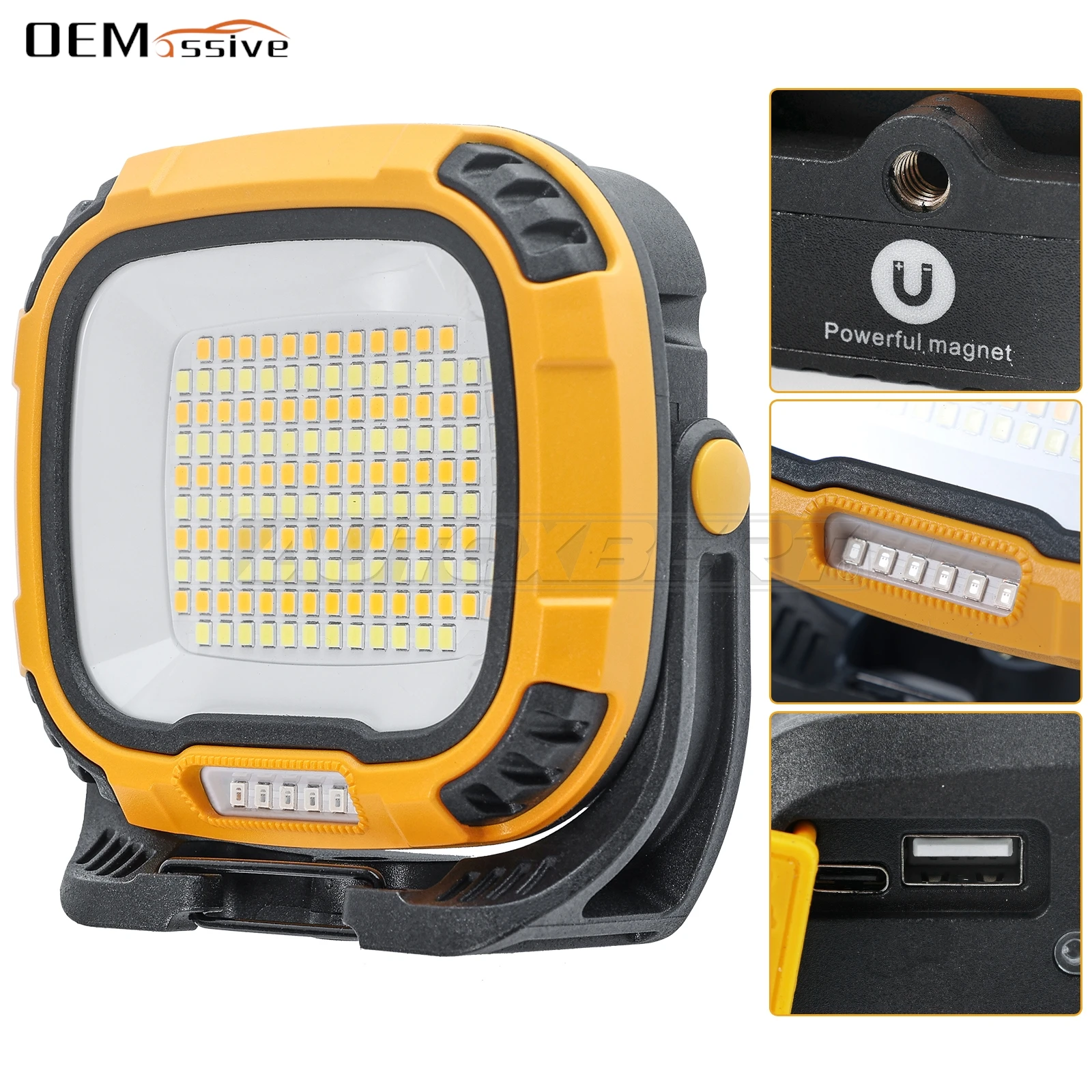 Led Work Light Rechargeable Portable Magnetic & Hook Work Light 4000 Lumens Job Site Lighting Camping Car Repairing Inspection