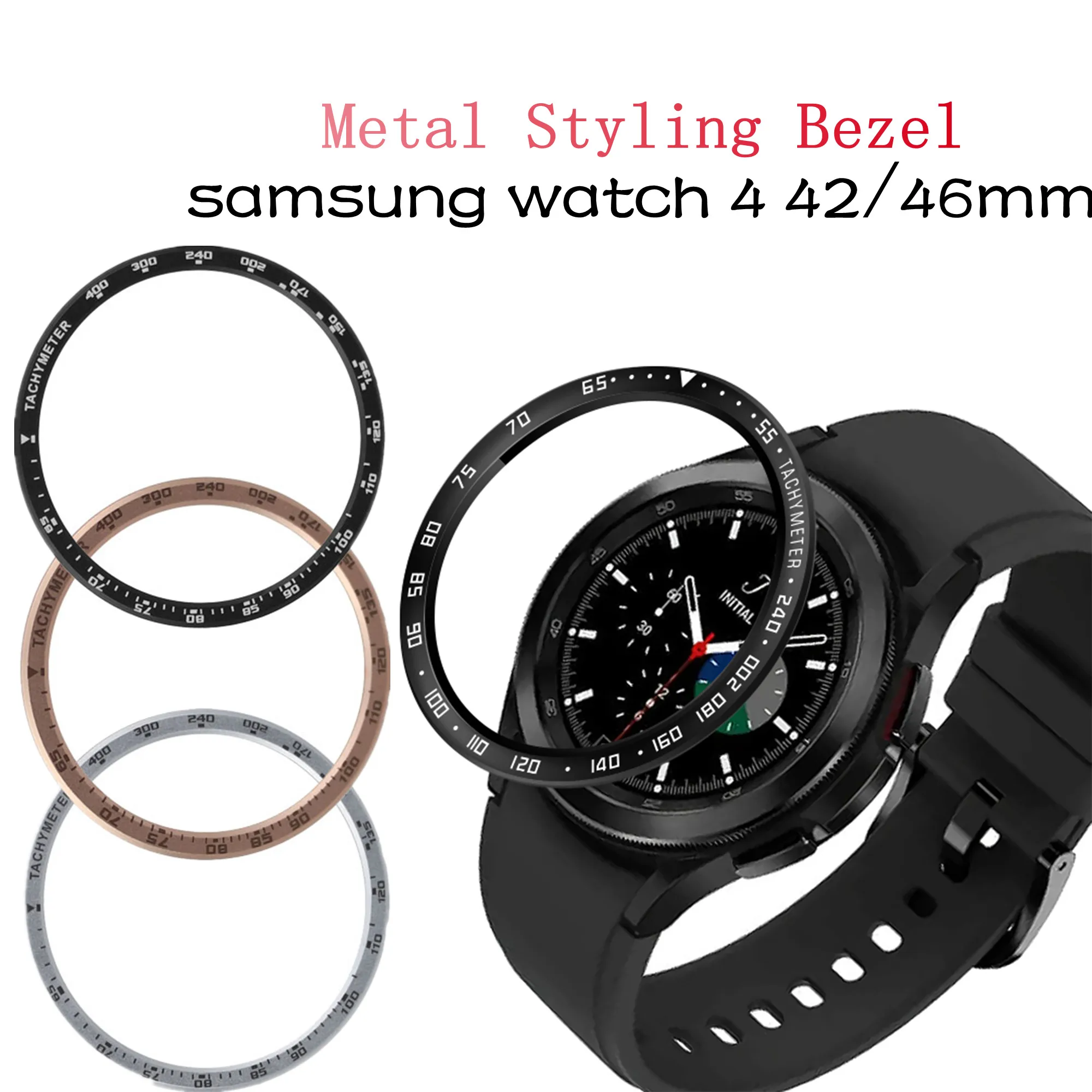 Metal Styling Bezel For Samsung Galaxy Watch 4 42 46mm Bumper Case for classic 46mm Steel Adhesive Bumper Ring Stainless Cover