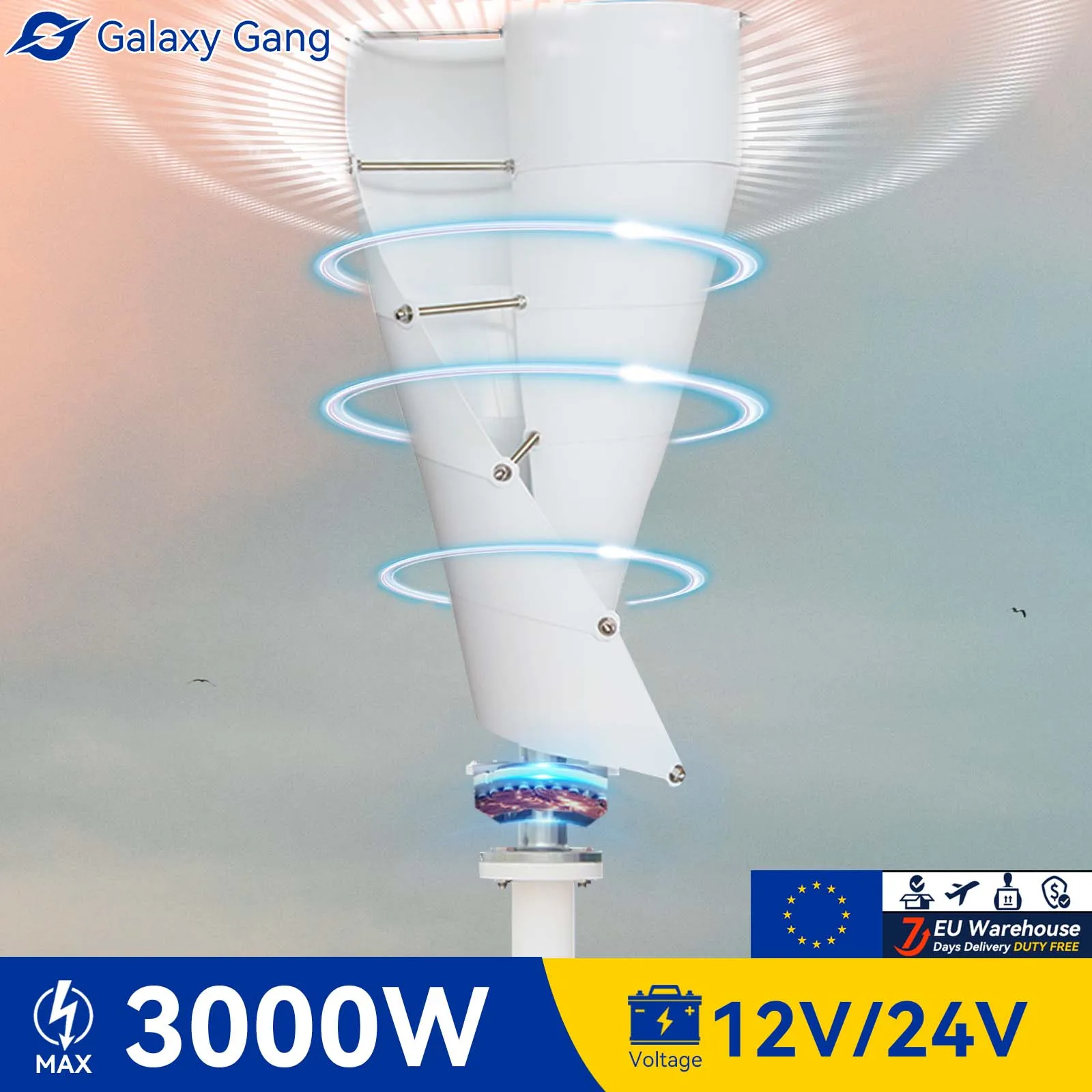 5days delivery Galaxy Gang Vertical Wind Turbine Generator 3000W 12v 24v 48v Windmills With MPPT Hybrid Controller For Home Use