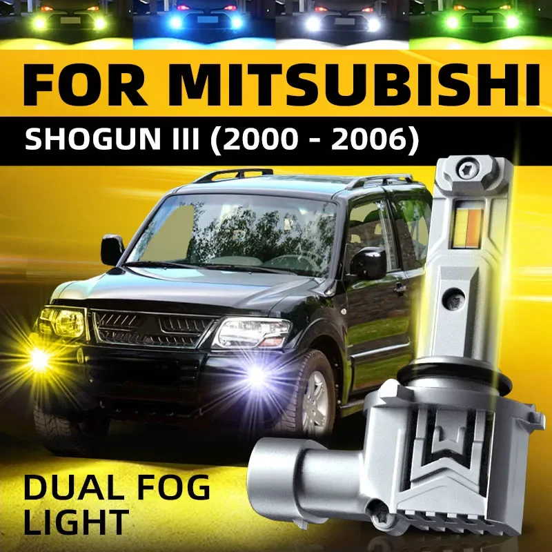 2x Car LED Front Fog Lights Lamps Bulbs White Yellow Dual Colors Switchback 12v canbus For Mitsubishi SHOGUN III 2000-2006