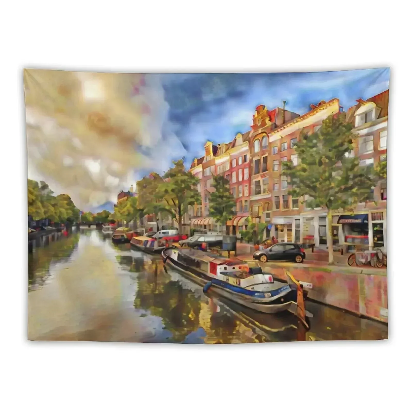 

Amsterdam Canal in Netherlands Tapestry Wall Hanging Decor Wall Hanging Wall Mural Room Decor Tapestry