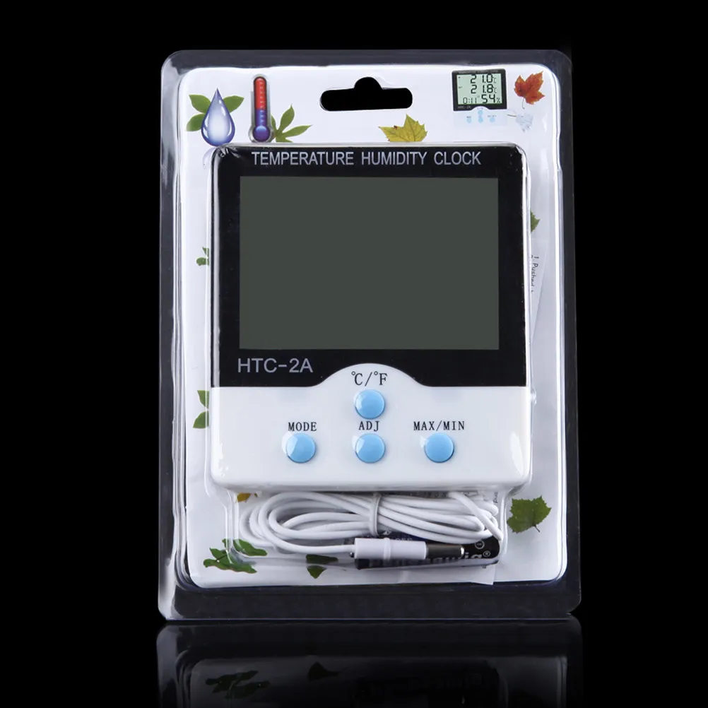 

Большой ЖК-термометр-гигрометр для измерения температуры и влажности в помещении и на улице, с часами, настенный/настольный, белый