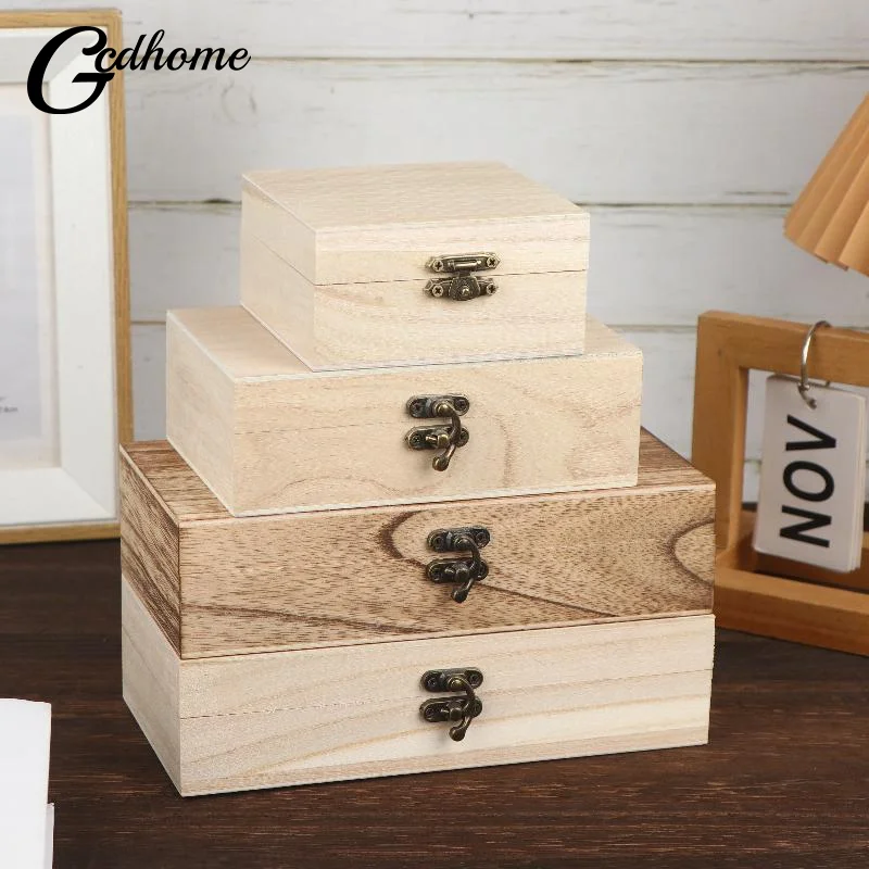 素朴なヴィンテージスタイルの木製収納ボックス、ヒンジ付き蓋付 - Art Craft Organizer のレビューと価格