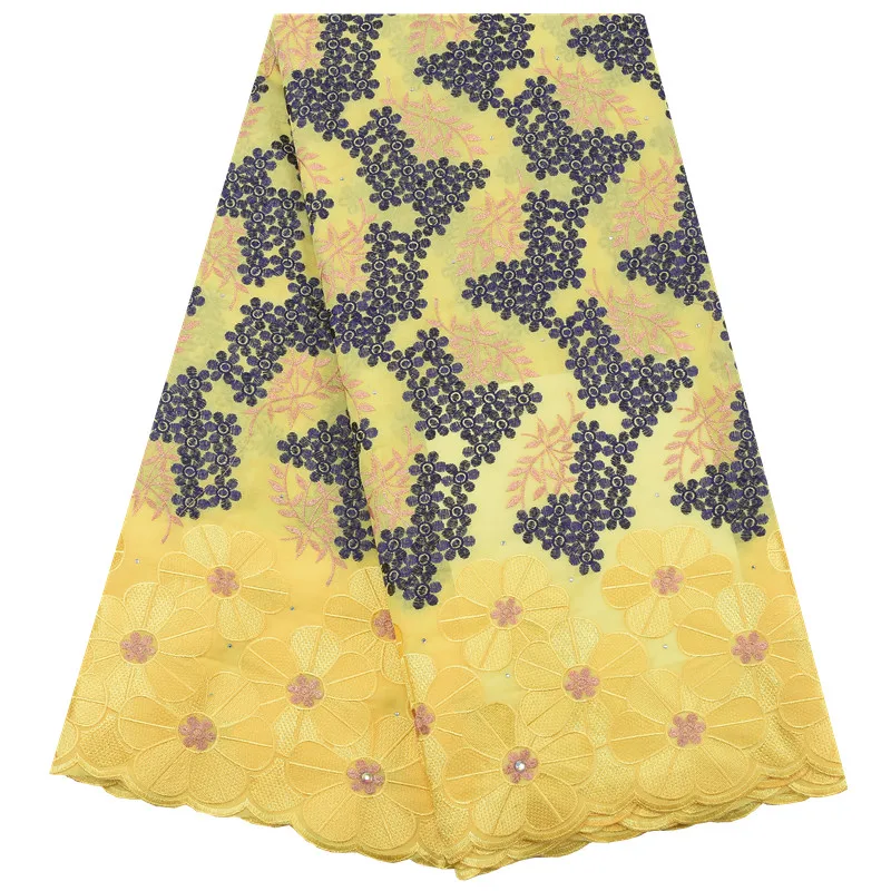 

African Lace Fabric 2024 Nigerian 5 Yards High Quality Embroidery French Cotton Lace Fabric For Wedding Dress Sewing F1945