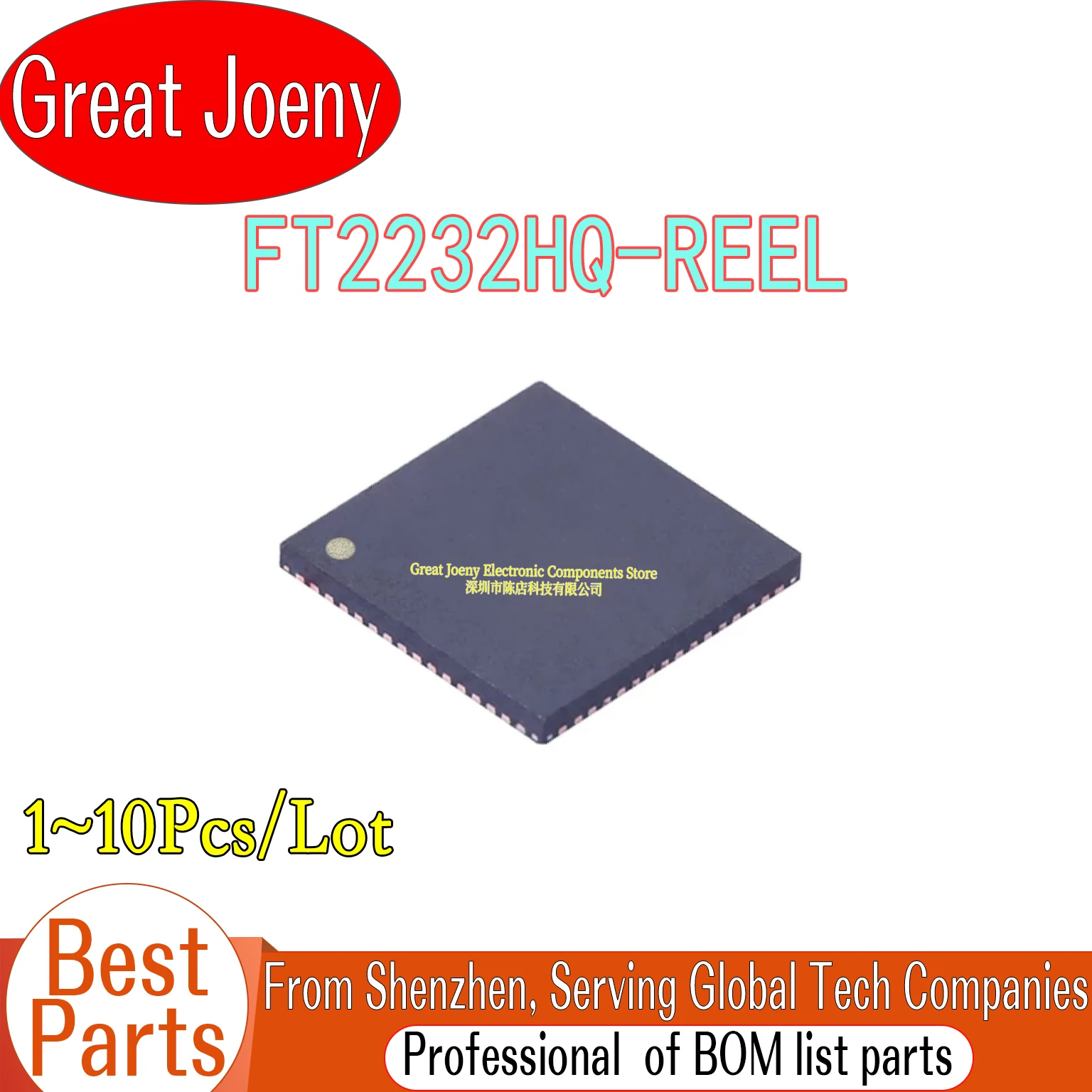 (1-10 Piece)100% New FT2232HQ FT2232HQ-REEL FT2232 IC Chipset QFN-64