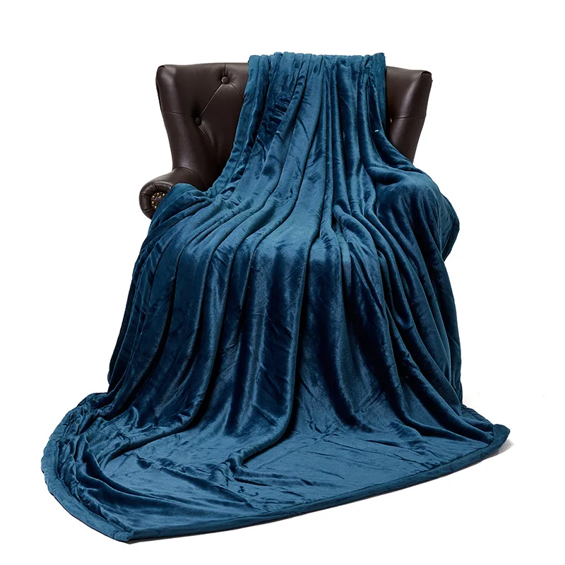 

Nordic Style Autumn Winter Blanket Flannel Blanket Solid Color Doublelayer Thick 3kg Edging Plus Velvet Air-conditioning Blanket