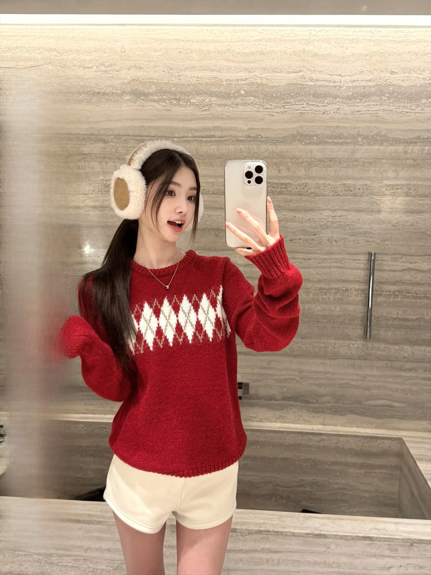 

Retro Diamond Pattern Knitted Sweater Women's Autumn Winter Slim Fit Casual Sle Long Sve round Ne Pure Online Ss