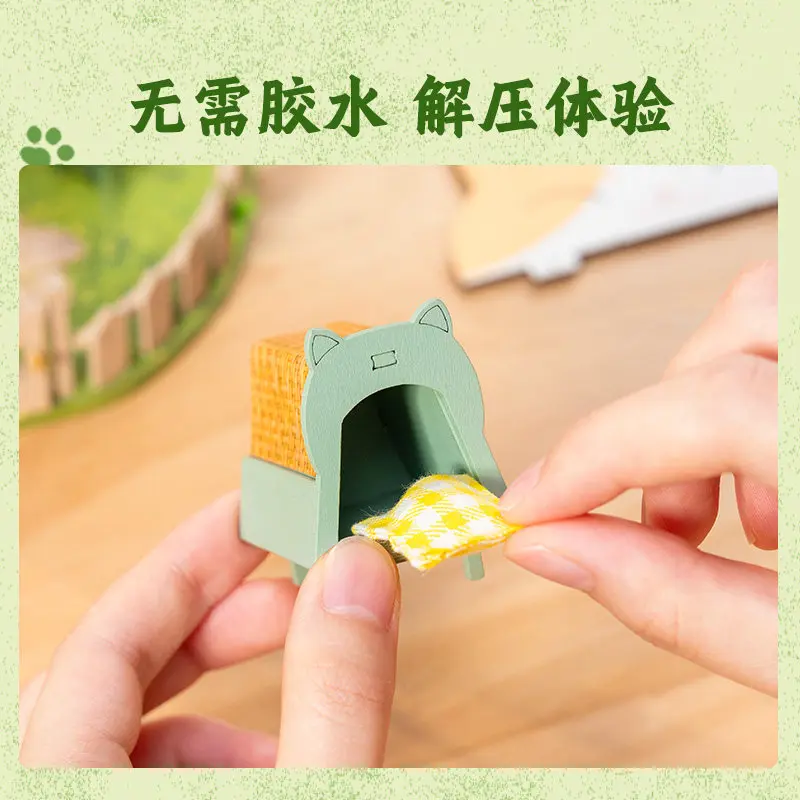 منزل قطط صغير أصلي من رولايف، مصنوع يدويًا، قابل للتجميع، لعبة بناء مصغرة، هدية عيد ميلاد، متوفر في المخزون