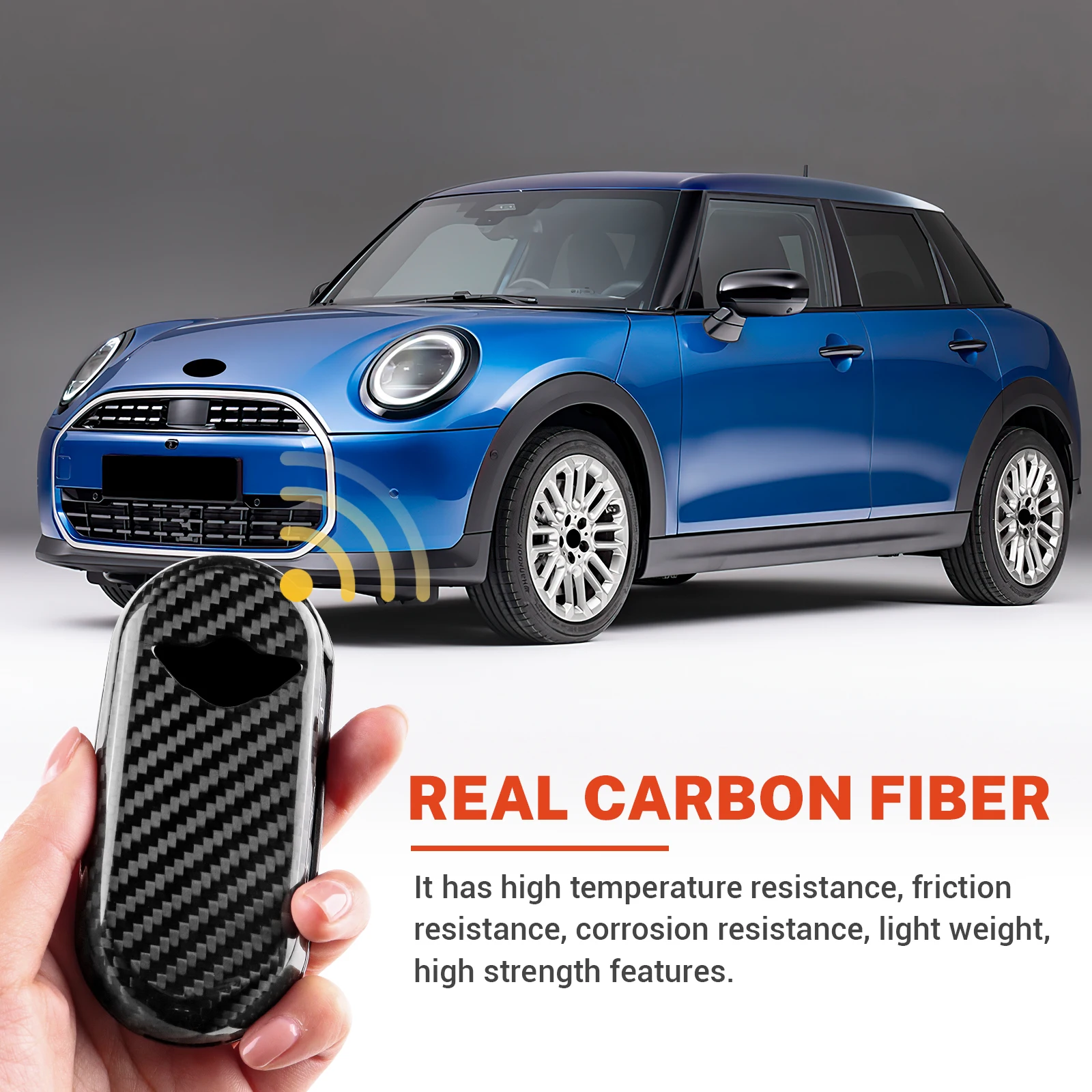 

Real Hard Carbon Fiber Car Remote Key Case Cover Shell for MINI Cooper Countryman U25 J01 J05 F65 F66 2024 2025 Key Protection