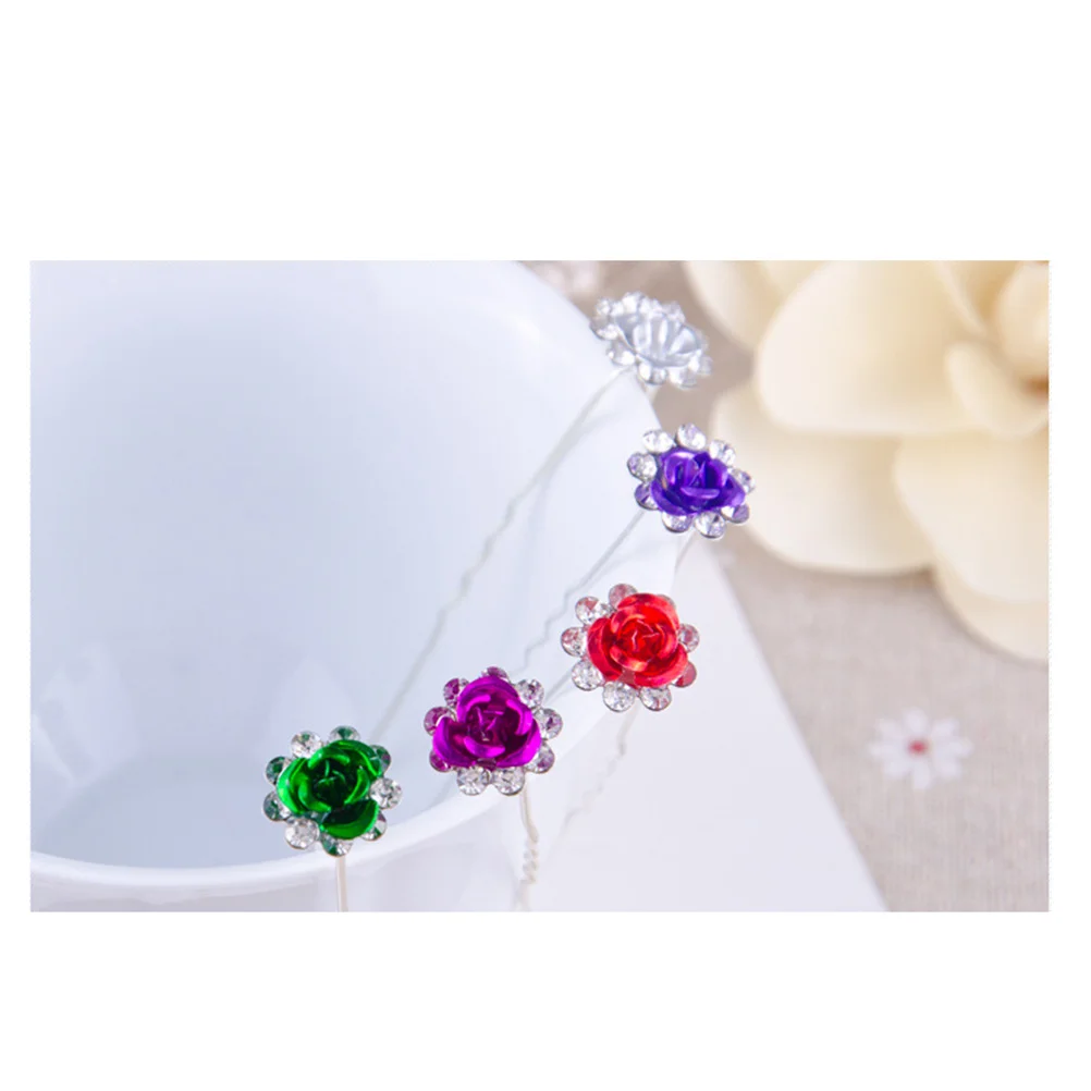 

20 шт., заколки для волос с цветком розы, элегантные аксессуары со стразами для свадьбы, свадьбы, вечеринки, повседневной жизни