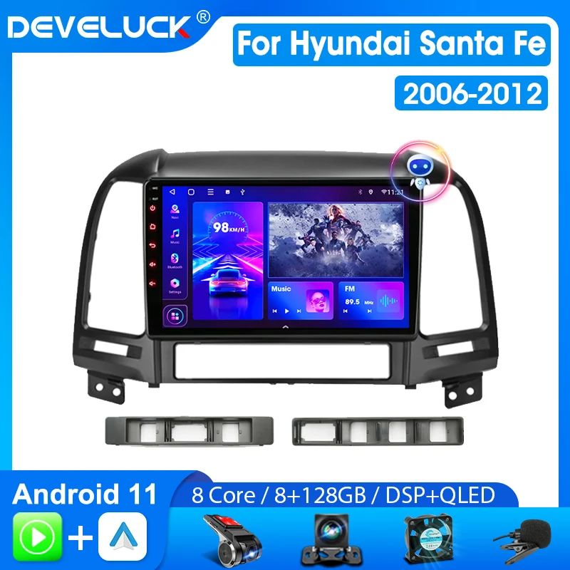 

Deneluck 2 din Android 11 Car Radio For Hyundai Santa Fe 2 2006 2007 2008 2009 2010 2011 2012 Multimedia Player GPS Navigation