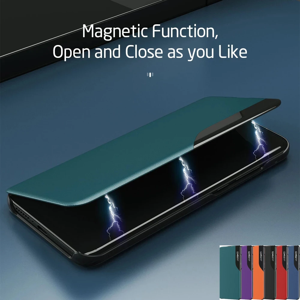 Capa flip Smart View para Samsung Galaxy S21 FE Ultra Plus + S21FE S21Ultra 5G com suporte magnético tipo livro, capa para Samsung S21 FE