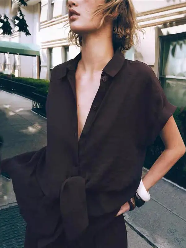 2025 جديد إمرأة Sle ort Sve irt سراويل تقليدية مستودع العمل ip Tee-acetate الألياف 00% العالمي صالح #3