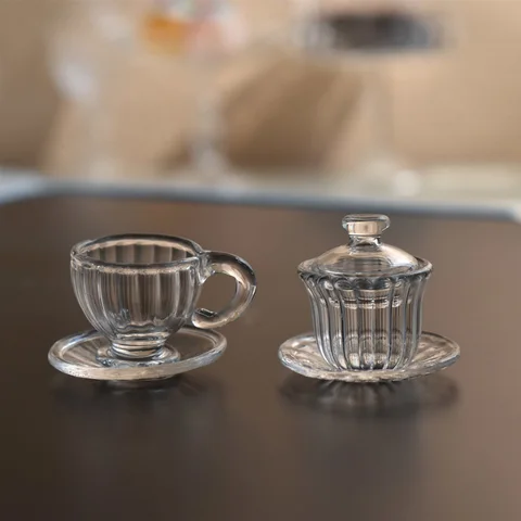 Миниатюрный стеклянный чайный набор для кукол