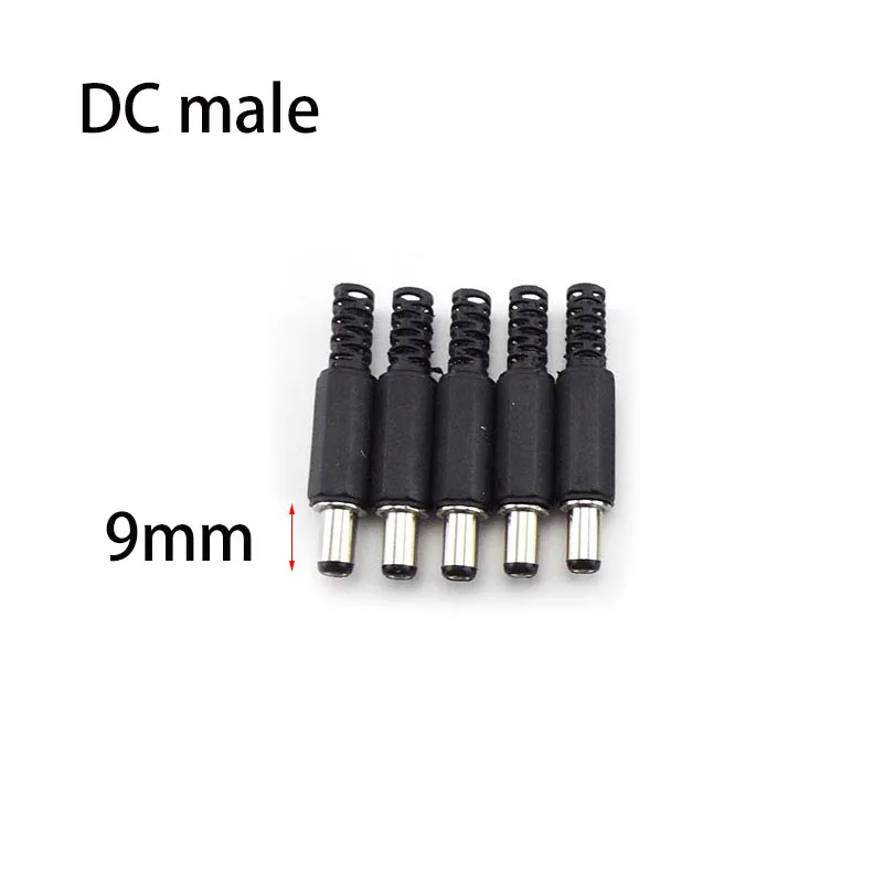 9mm/14mm DC Power Supply Plug Male Mount Jack Adapter Connector 5.5mmx2.1mm SocketWire Charge For DIY Projects B5