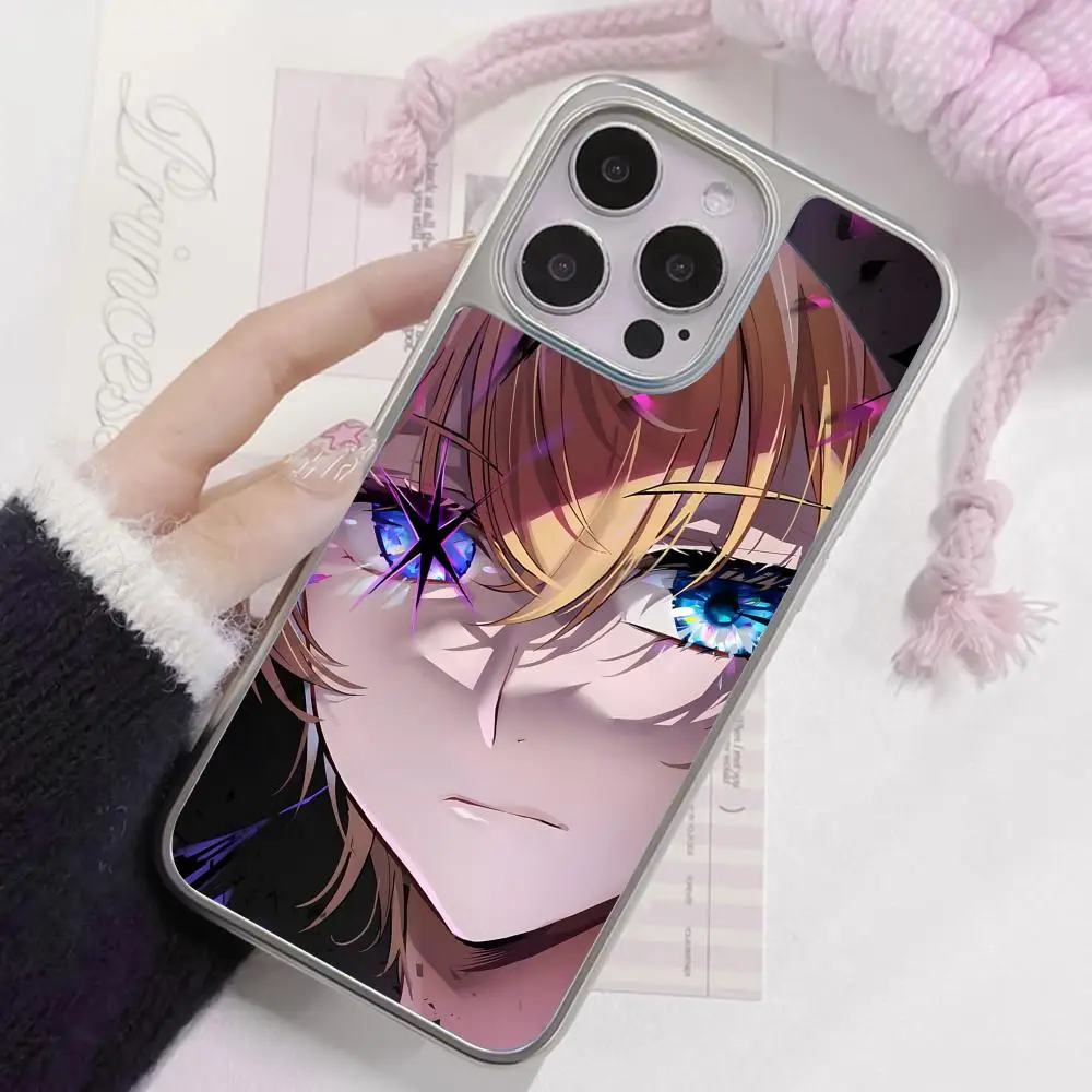 

Anime Oshinoko AI Hoshino Phone Case for iPhone 17 16 15 14 13 12 11 Air Pro Max Plus Silver Plating Colorful Cover Luxury Cover