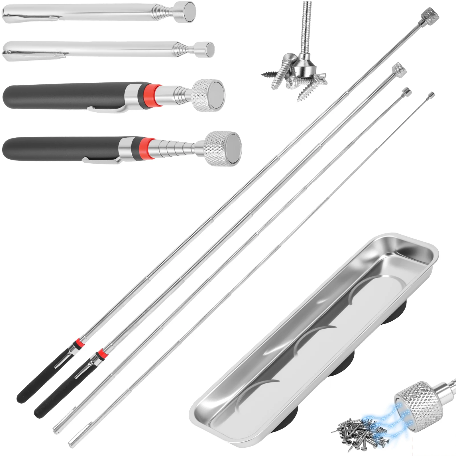 

Мини-портативный телескопический магнитный магнитный звукосниматель, удобный инструмент, емкость для сбора гайки, болта, выдвижной стержень для захвата