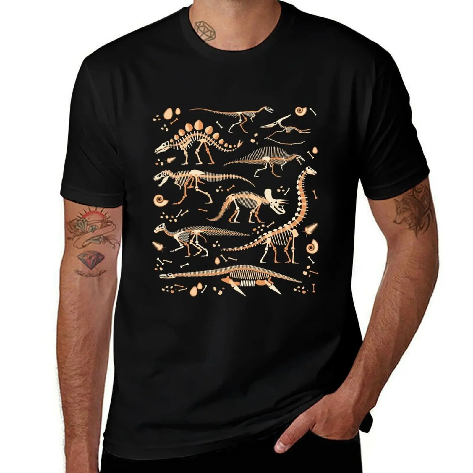 

Dinosaur Skeleton Fossils Paleontologist Gift T-Shirt Minimalist Casual Short Sleeve Top
