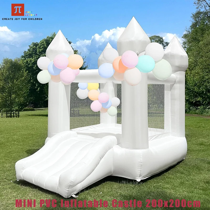 Birthday Wedding Party Inflatable White Bounce House With Ball Pit and Slide Bouncer House Commercial Jumping Castle for Kids