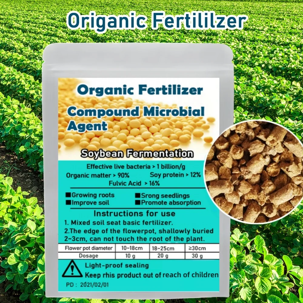 Agente microbiano compuesto de fertilizante orgánico, probióticos de soja, alimentos vegetales seguros fermentados para bonsái de jardín, 30 g
