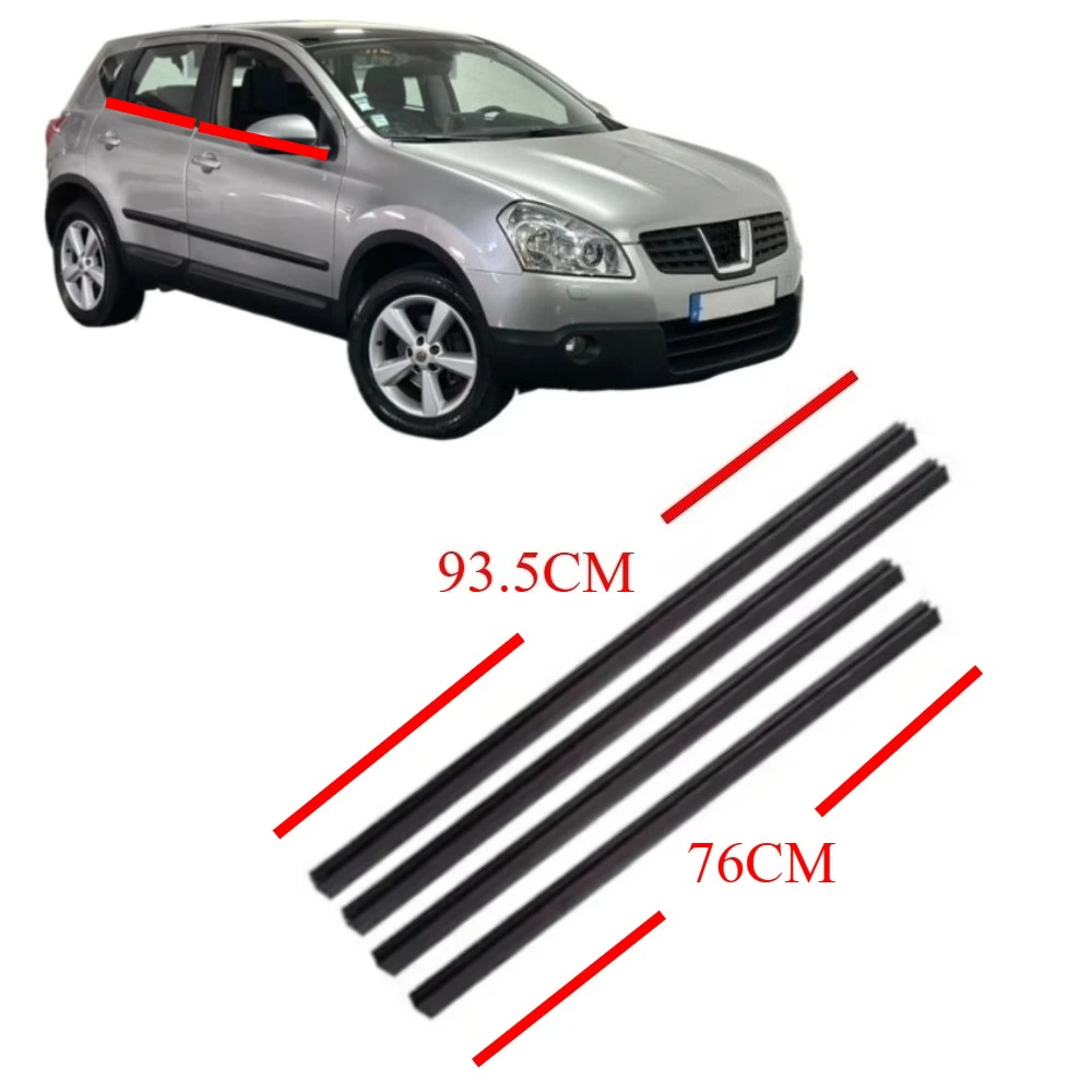 4 Pieces Black Window Glass Rubber for Nissan Qashqai 2008-2015 Protect Weather Strip for Glass J10 80821-JE20A