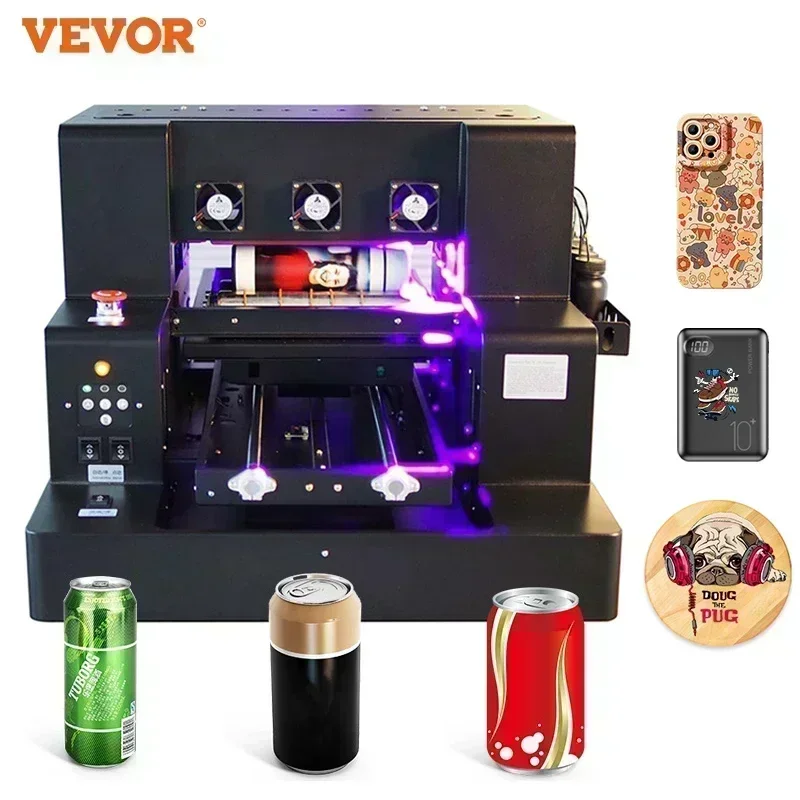 VEVOR A3 UV Printer Machine Flatbed Automatic Sticker Label Printer Effect Varnish Printer For Christmas Phonecase Metal Bottle