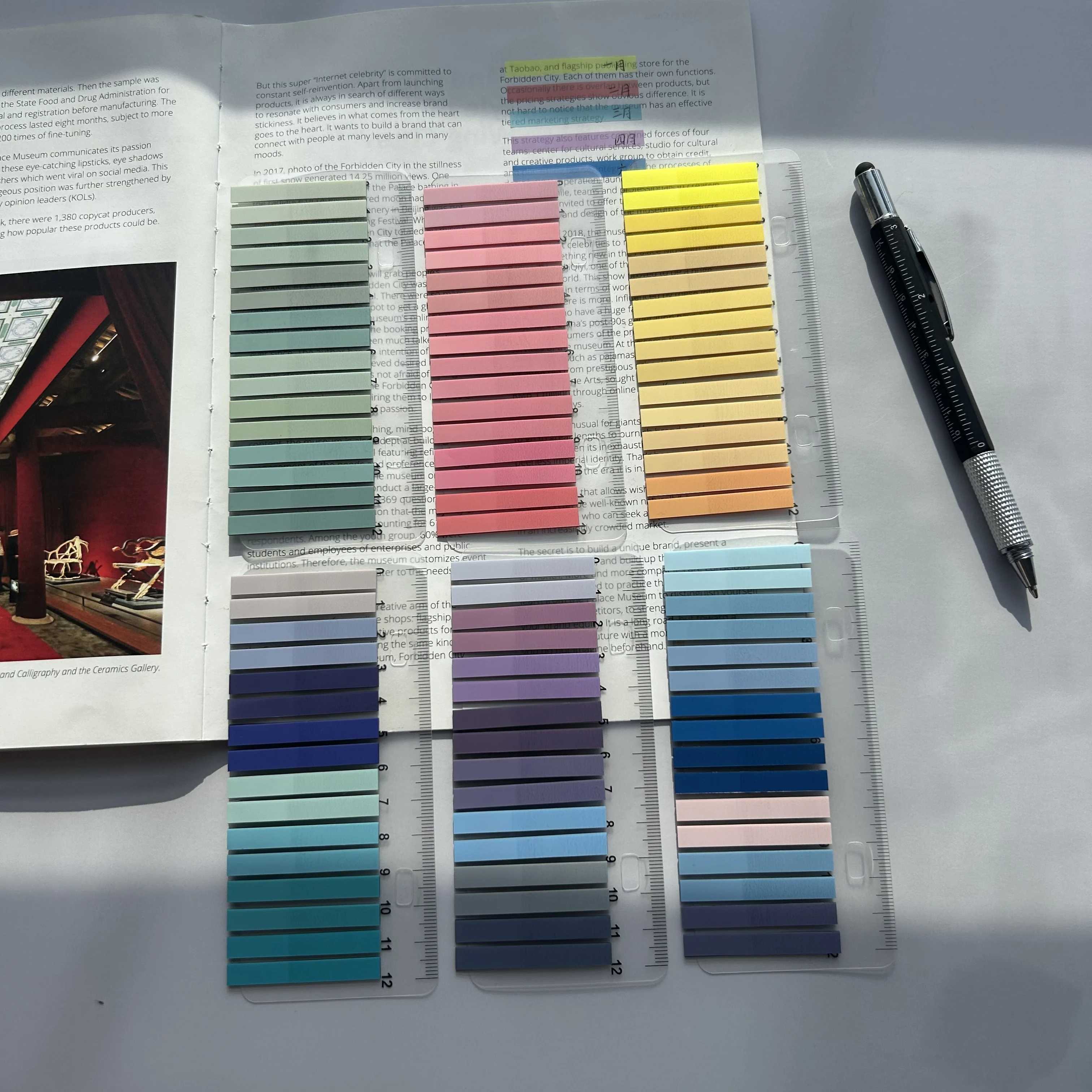 6 Packs Colorful Transparent PET Index Tabs with Built-in Ruler Self Adhesive Writable Page Markers for Book Annotation Office P
