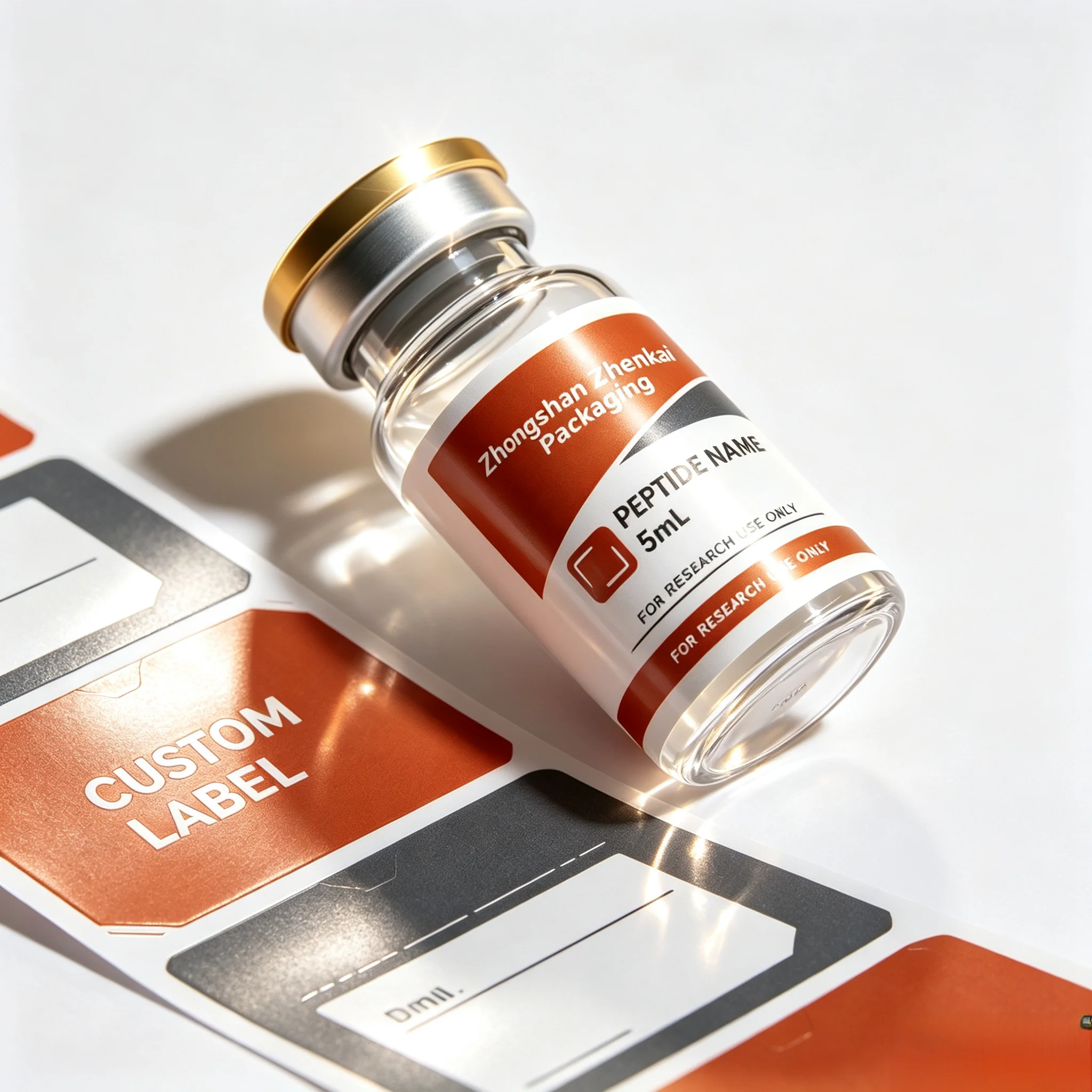 Skincare Fitness Supplement Custom Peptide Packaging Set Self Adhesive Stickers Color Boxes Compatible 3ml 5ml 10ml Vials