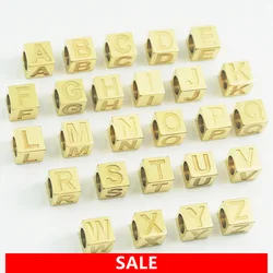 Stainless Steel Alphabet Beads Character Etching Letter Square Beads Jewelry Making