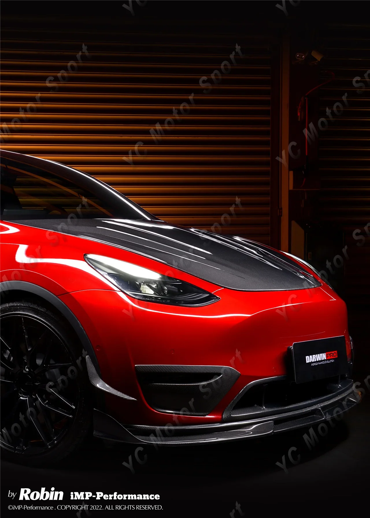 

Car Accessories Carbon Fiber iMP Performance Style Front Bumper Grill Fit For 2020-2022 Tesla Model Y Front Grille