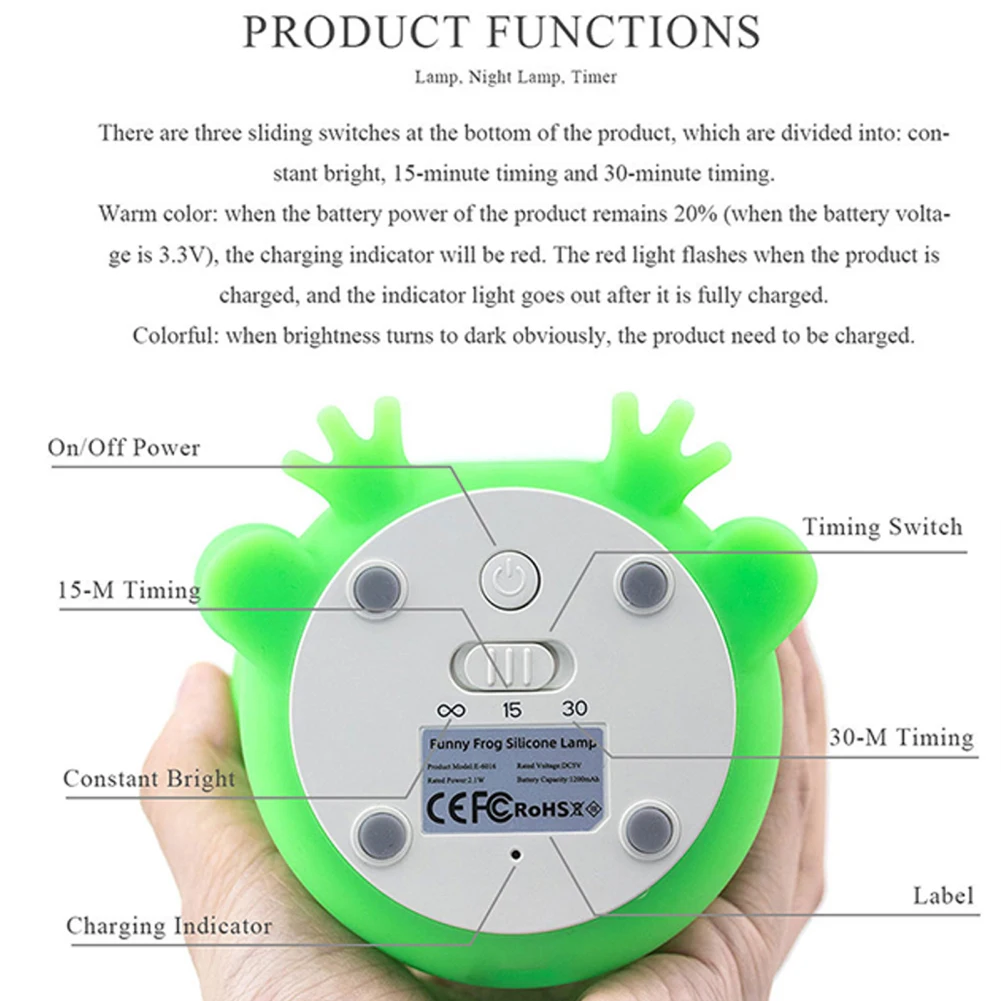 Силиконовая лампа в виде лягушки, мягкая силиконовая лампа в виде лягушки для сна, регулируемая яркость, таймер, перезаряжаемая яркая лампа, декор для комнаты, детские подарки