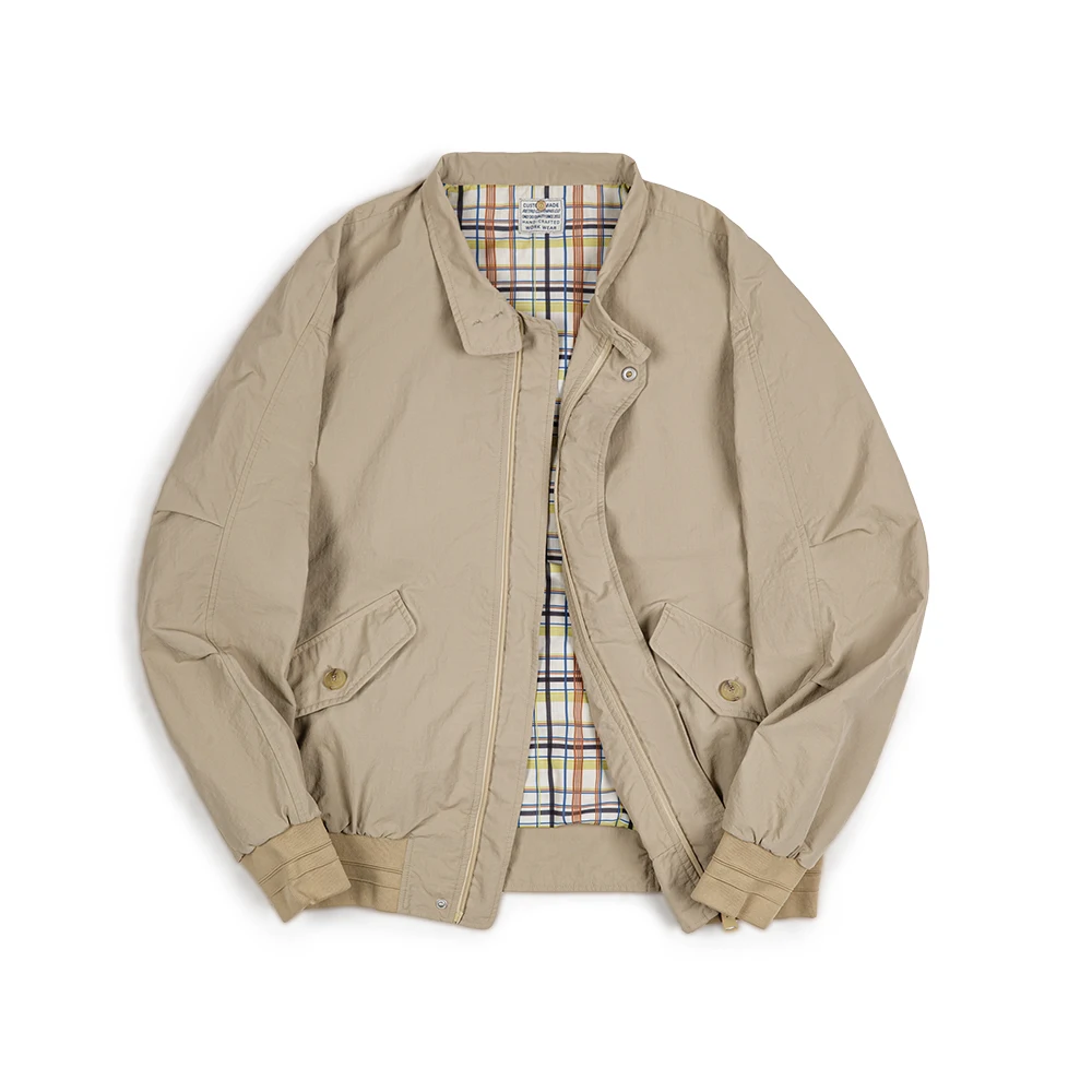 

American Retro Stand Up Collar Jacket Amikhaki Casual Classic Khaki Coat Men's Spring