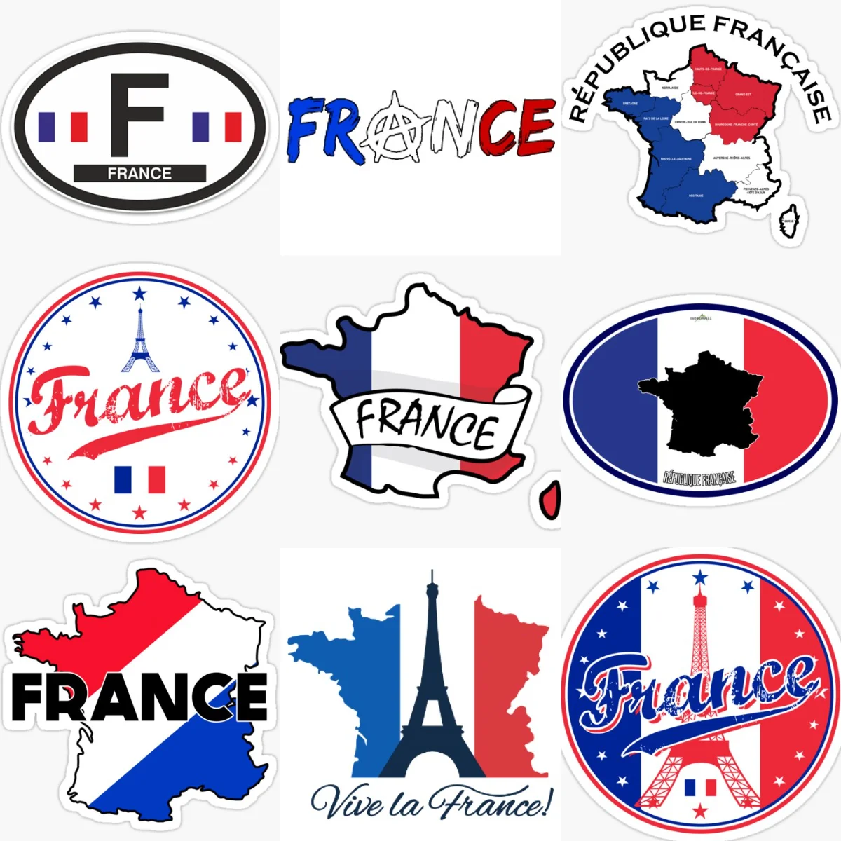

France Flag Map Emblem Creative Personalized Stickers for Car Motorcycle Off-road Bumper Fridge Wall Decoration Accessories
