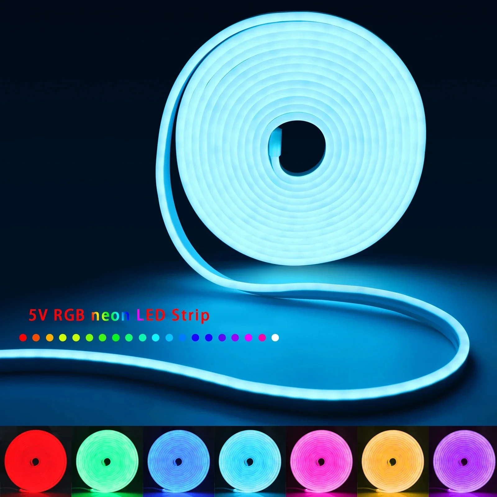 Imagem -03 - Usb Rgb Neon Led Luz de Tira 3m 5m Corda de Néon à Prova Impermeável Água com Bluetooth Tuya Wifi App Controle Remoto para Iluminação Decoração Casa 5v