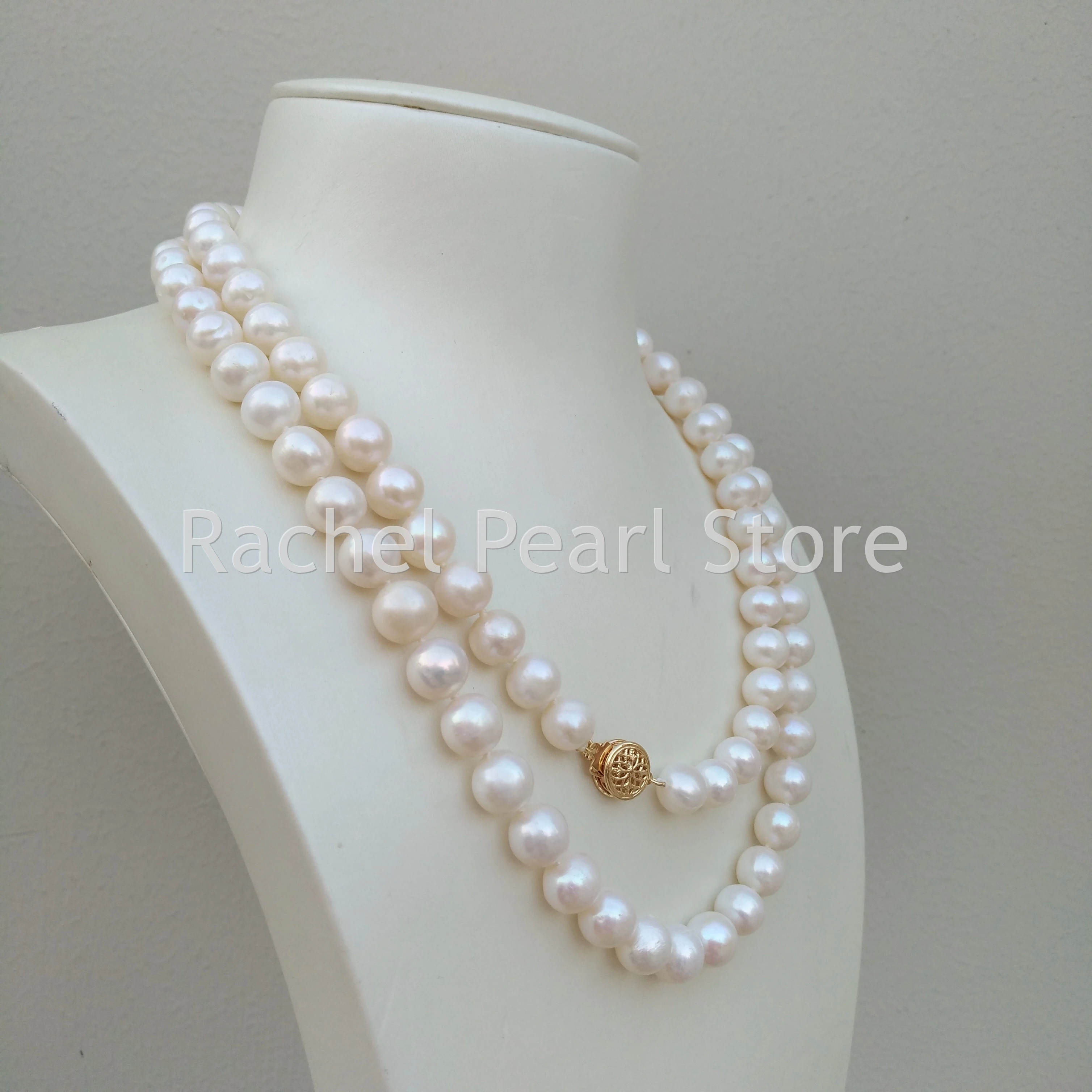 Exceptional Popular 36inch 8-9mm Round White Akoya Real Natural Pearl Necklace  Original Real shot photos