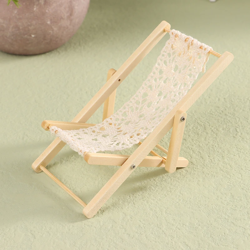 1/12 Dollhouse Mini Foldable Deck Chair Lounge Deck Chair Model For Doll House Furniture Accessories Kids Pretend Play Toys