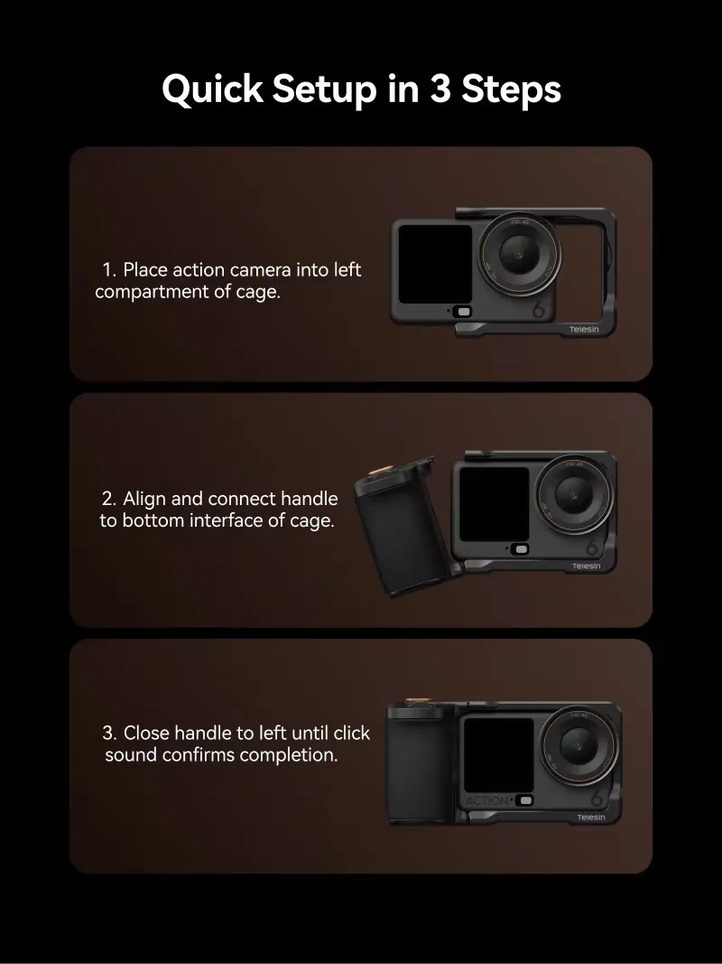 TELESIN Rabbit Cage Schnellverschluss-Schutzhülle mit Handgriff, abnehmbarer Fernbedienungsgriff für DJI OSMO Action 6 – Detail 12