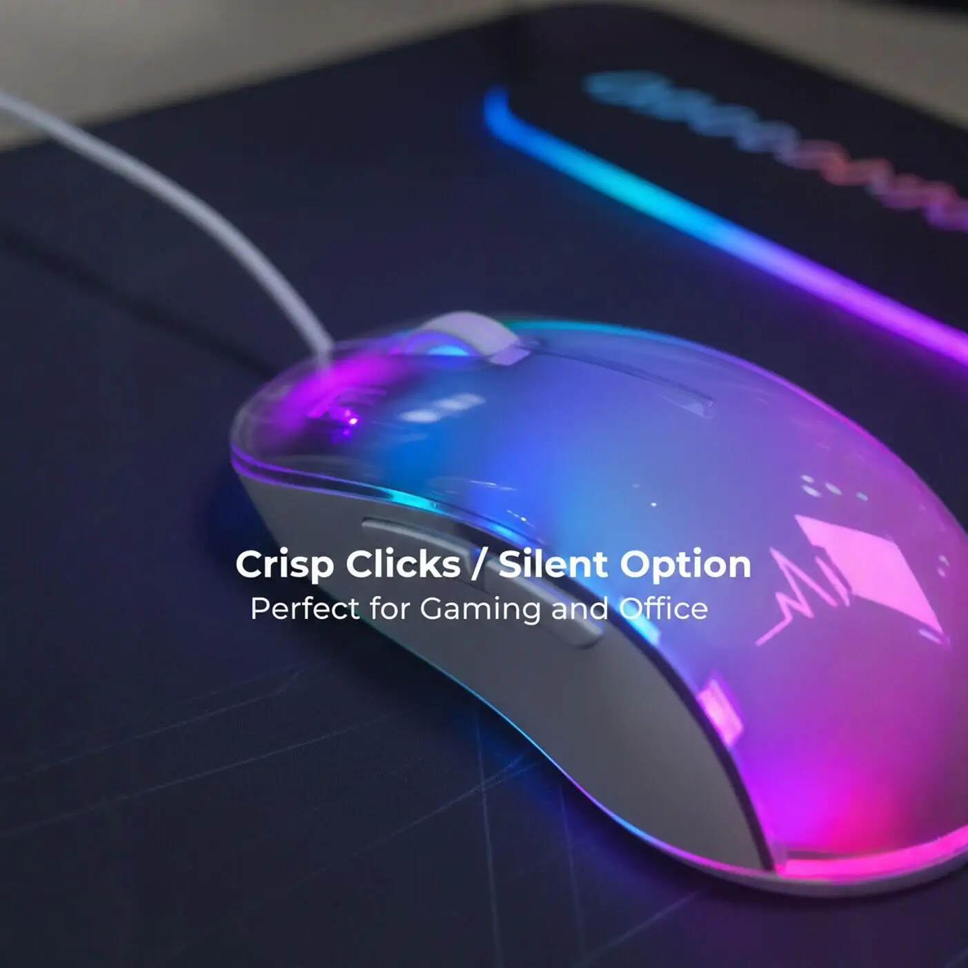 Cyberpunk Transparent Wired Gaming Mouse Dynamic RGB Flowing Light Ergonomic Silent Click Plug-and-Play Mice for PC Laptop Gamer