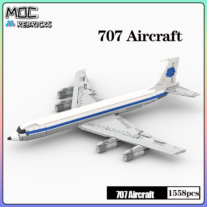 Flight Series Boeing 707-320B Pan Am Colours Aircraft MOC Building Block Model Set Originality DIY Child Toys Christmas Gifts