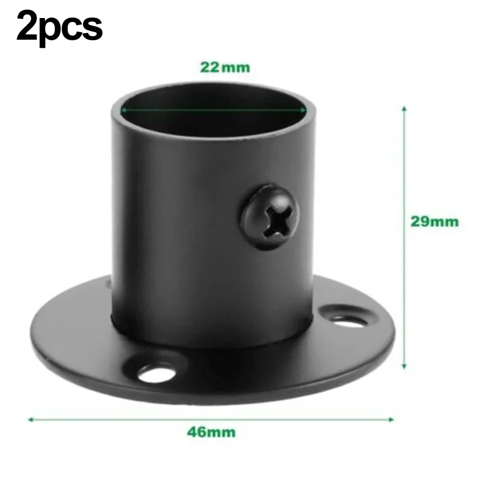 2pcs Stainless Steel Flange Seat Supports Wardrobe Curtain Cloth Rod Round Tube Seat Bracket Household Furniture Hardware Holder