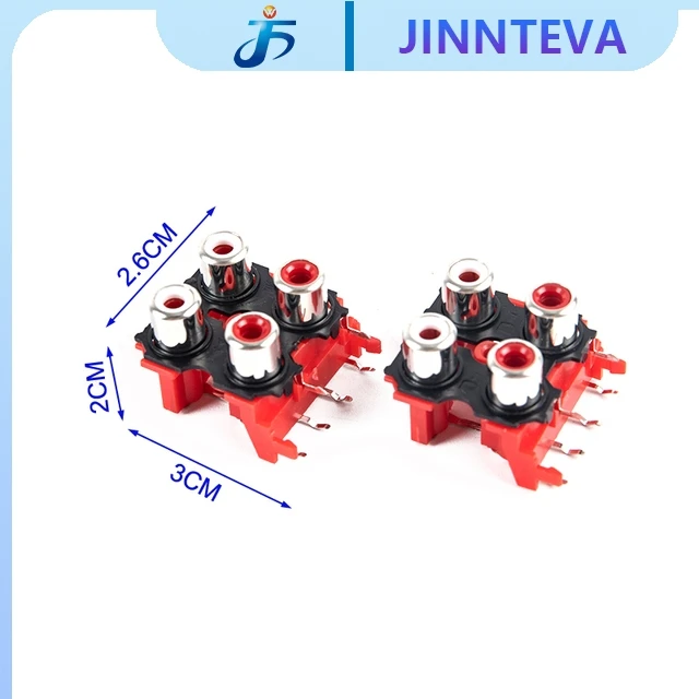 2PCS 2P 4P 6P 8P RCA Female Audio Video Plug AV Connector Socket Connector AV2-8.4-13 Red PCB Parts 2/4/6/8 Bits Socket
